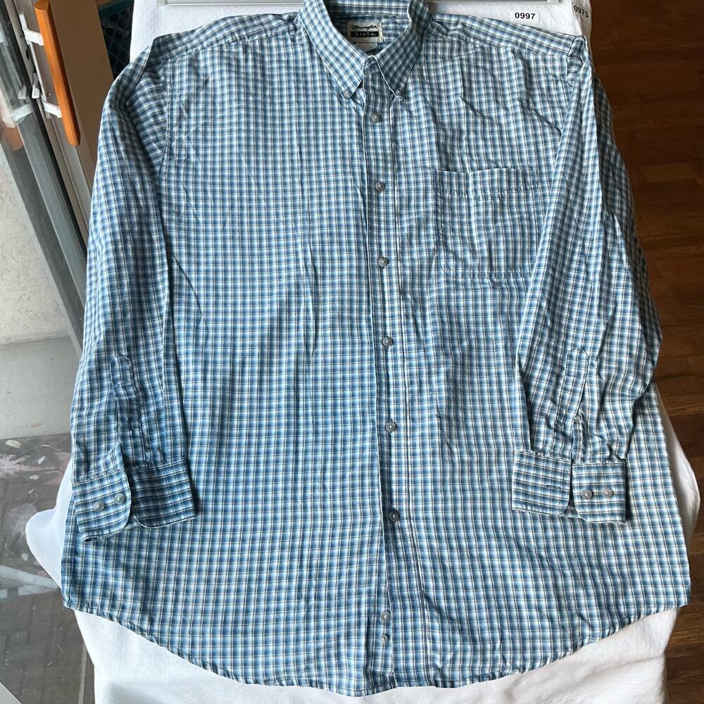 Wrangler Men’s Long Sleeve Button Down Panel Shirt size 2XL, Blue, XXL